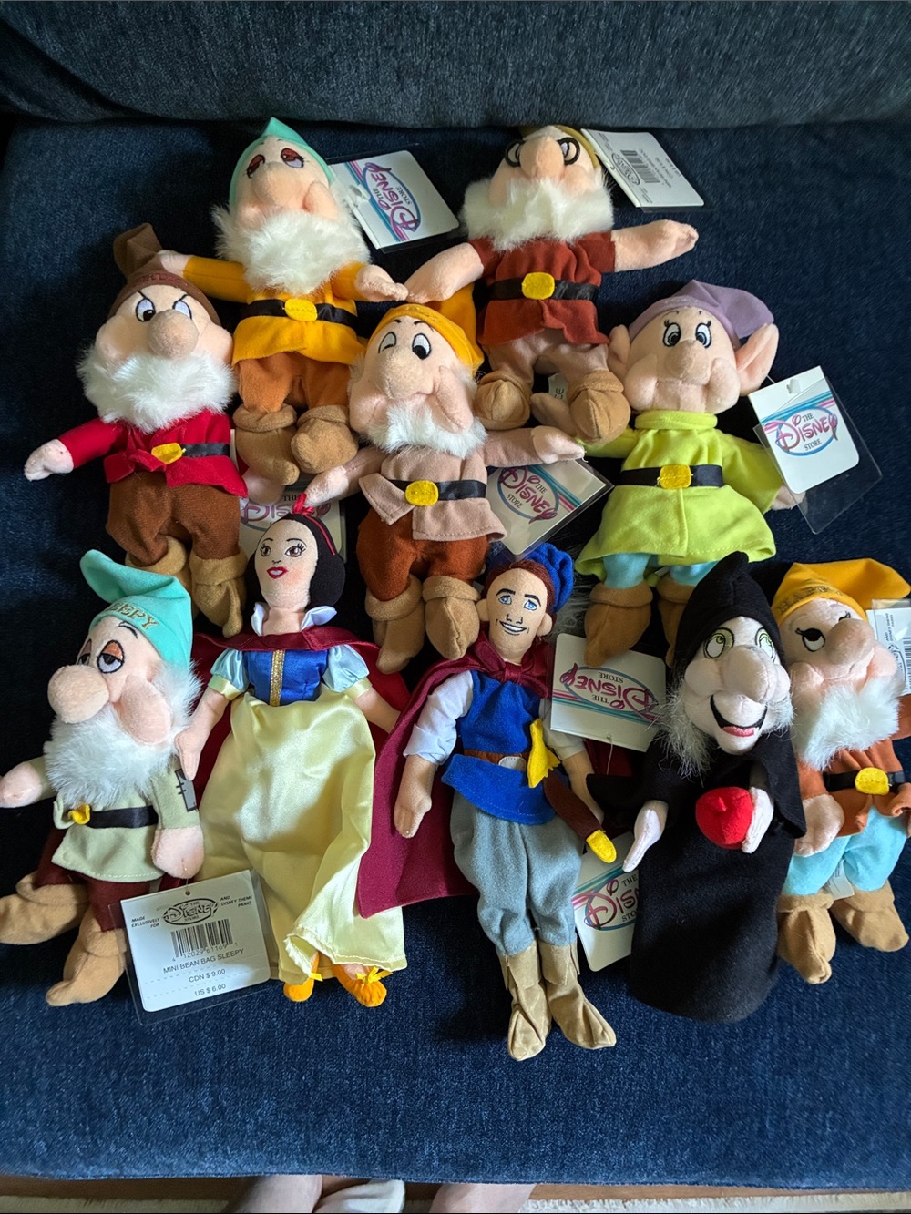 Vintage Disney Snow White and Seven Dwarfs Bean Bag Toy Set - Multicolor